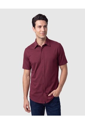 Camisa Manga Corta Unicolor Para Hombre Para Hombre Vino Patprimo