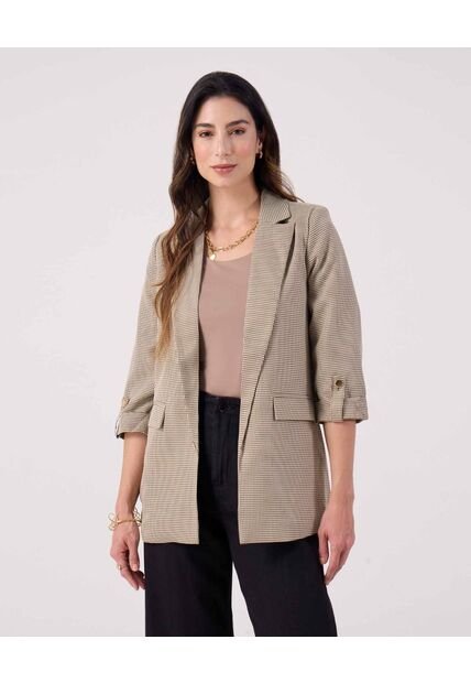 Blazer A Cuadros   Para Mujer Café Patprimo