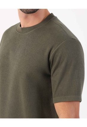 Camiseta Texturizada De Cuello Redondo   Para Hombre Verde Patprimo