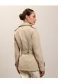 Chaqueta Trench Unicolor Con Cinturon   Para Mujer Crema Patprimo de Patprimo
