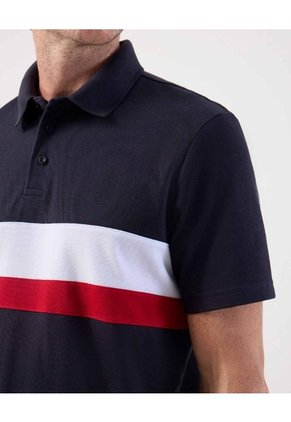 Polo Deportivo De Algodón Con Banda Horizontal   Para Hombre Azul Patprimo