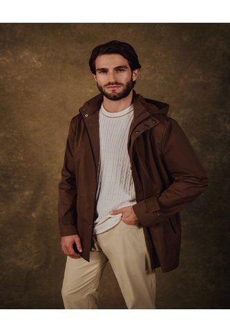 Chaqueta Unicolor Con Capucha Para Hombre  Para Hombre Café Patprimo Patprimo