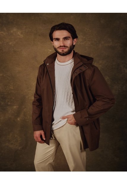 Chaqueta Unicolor Con Capucha Para Hombre  Para Hombre Café Patprimo