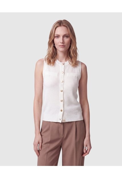 Chaleco De Punto Con Textura Para Mujer  Para Mujer Blanco Patprimo