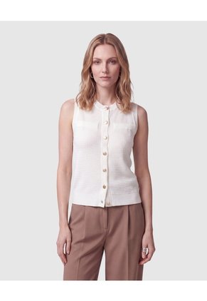 Chaleco De Punto Con Textura Para Mujer Para Mujer Blanco Patprimo