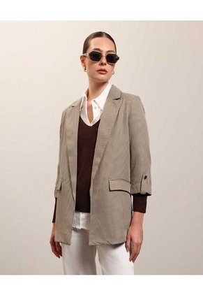 Blazer A Cuadros   Para Mujer Café Patprimo
