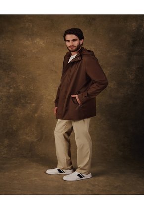 Chaqueta Unicolor Con Capucha Para Hombre  Para Hombre Café Patprimo