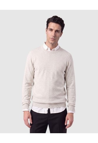 Saco Tejido De Cuello Redondo Para Hombre  Para Hombre Beige Patprimo Patprimo