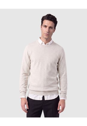 Saco Tejido De Cuello Redondo Para Hombre Para Hombre Beige Patprimo