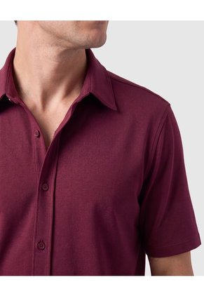 Camisa Manga Corta Unicolor Para Hombre Para Hombre Vino Patprimo