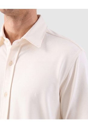 Camisa Manga Corta Unicolor Para Hombre Para Hombre Crema Patprimo
