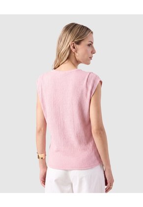 Camiseta Texturizada Sin Mangas Para Mujer  Para Mujer Rosa Patprimo