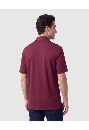 Camisa Manga Corta Unicolor Para Hombre Para Hombre Vino Patprimo