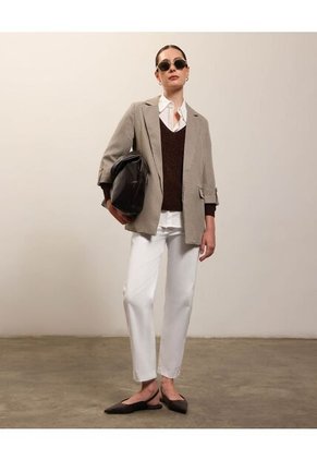 Blazer A Cuadros   Para Mujer Café Patprimo