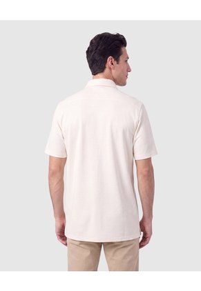 Camisa Manga Corta Unicolor Para Hombre Para Hombre Crema Patprimo
