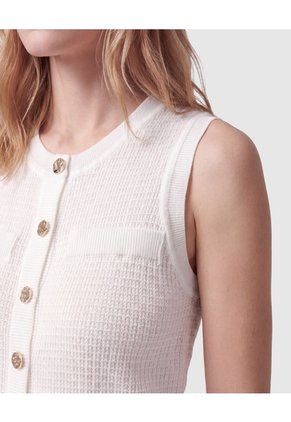 Chaleco De Punto Con Textura Para Mujer Para Mujer Blanco Patprimo
