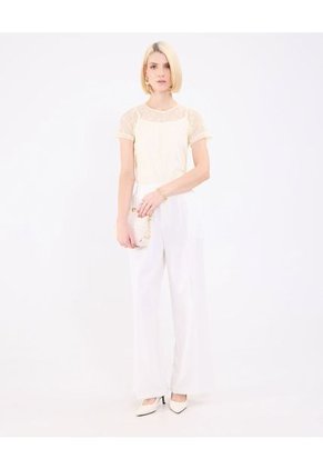 Camiseta Para Mujer Manga Corta Cuello Redondo Color Beige Marca Patprimo #30093704