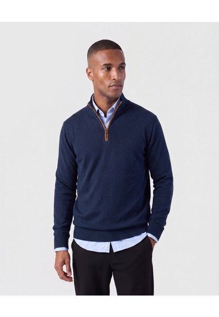 Saco Tejido De Cuello Alto Con Cierre Para Hombre  Para Hombre Azul Patprimo