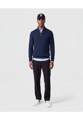 Saco Tejido De Cuello Alto Con Cierre Para Hombre Para Hombre Azul Patprimo