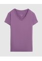Camiseta Básica De Cuello En V  Para Mujer Morado Patprimo de Patprimo