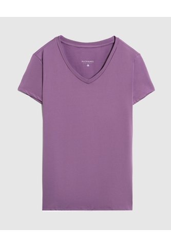 Camiseta Básica De Cuello En V  Para Mujer Morado Patprimo Patprimo