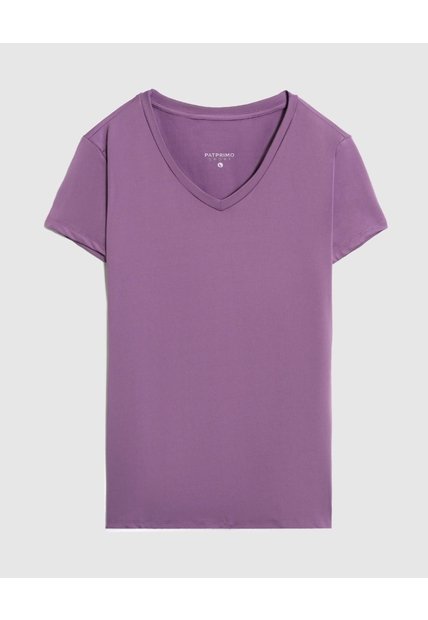Camiseta Básica De Cuello En V  Para Mujer Morado Patprimo