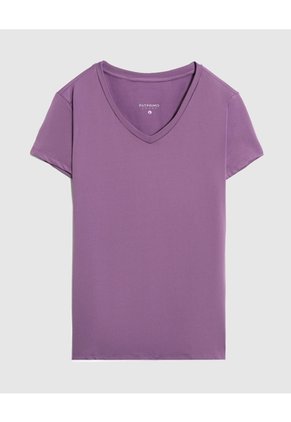 Camiseta Básica De Cuello En V Para Mujer Morado Patprimo
