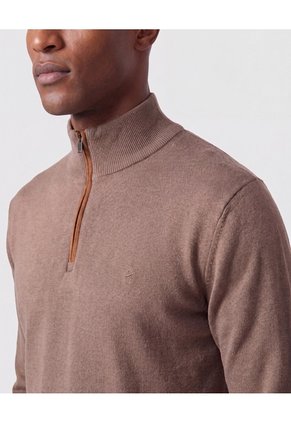 Saco Tejido De Cuello Alto Con Cierre Para Hombre Para Hombre Café Patprimo