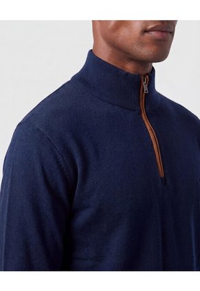 Saco Tejido De Cuello Alto Con Cierre Para Hombre Para Hombre Azul Patprimo