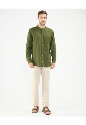 Camisa Para Hombre Manga Larga Sin Bolsillo Cuello Neru Color Verde Marca Patprimo #44013108