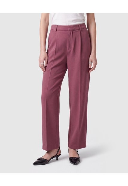 Pantalón Unicolor De Pierna Recta Para Mujer  Para Mujer Vino Patprimo