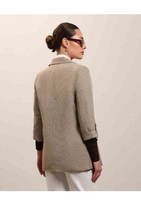 Blazer A Cuadros   Para Mujer Café Patprimo