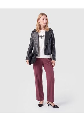 Pantalón Unicolor De Pierna Recta Para Mujer  Para Mujer Vino Patprimo