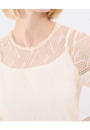 Camiseta Para Mujer Manga Corta Cuello Redondo Color Beige Marca Patprimo #30093704