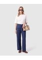 Pantalón Straight Unicolor Para Mujer  Para Mujer Azul Patprimo de Patprimo
