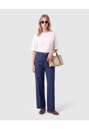 Pantalón Straight Unicolor Para Mujer  Para Mujer Azul Patprimo