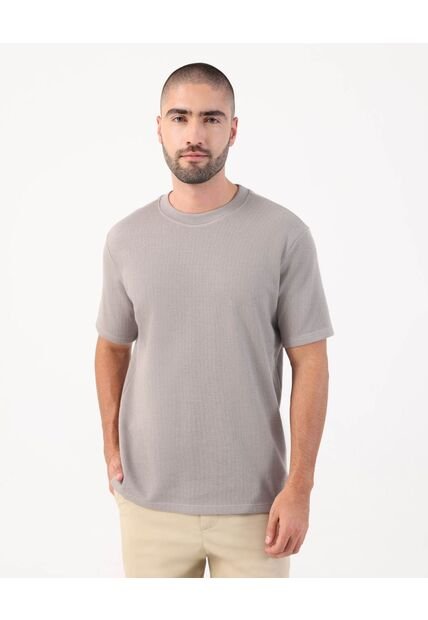 Camiseta Texturizada De Cuello Redondo   Para Hombre Gris Patprimo