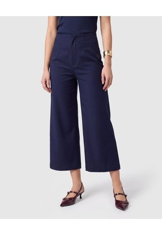 Pantalón Culotte De Tiro Alto Para Mujer  Para Mujer Azul Patprimo Patprimo