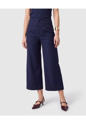 Pantalón Culotte De Tiro Alto Para Mujer Para Mujer Azul Patprimo