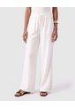 Pantalón Fluido Con Cordón Para Mujer  Para Mujer Blanco Patprimo de Patprimo