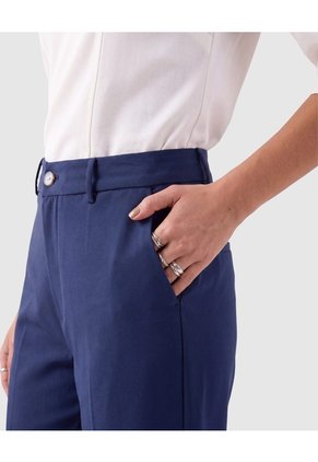 Pantalón Straight Unicolor Para Mujer  Para Mujer Azul Patprimo