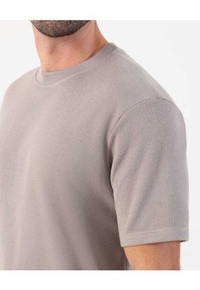 Camiseta Texturizada De Cuello Redondo   Para Hombre Gris Patprimo