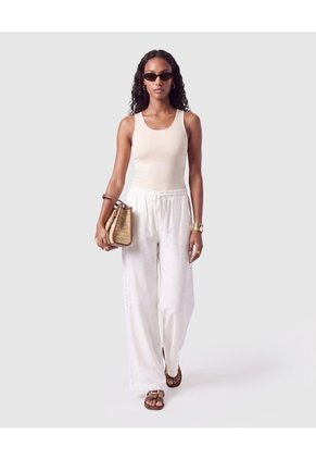 Pantalón Fluido Con Cordón Para Mujer Para Mujer Blanco Patprimo