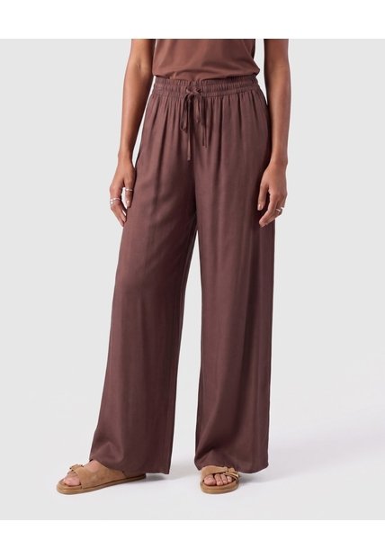 Pantalón Fluido Con Cordón Ajustable Para Mujer  Para Mujer Café Patprimo