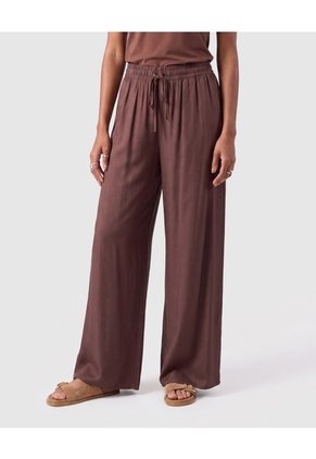 Pantalón Fluido Con Cordón Ajustable Para Mujer Para Mujer Café Patprimo