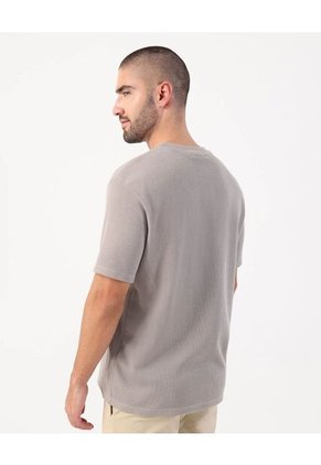 Camiseta Texturizada De Cuello Redondo   Para Hombre Gris Patprimo