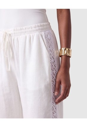 Pantalón Fluido Con Cordón Para Mujer Para Mujer Blanco Patprimo