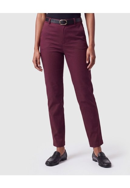 Pantalón Chino Con Cinturón Mujer  Para Mujer Vino Patprimo