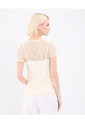 Camiseta Para Mujer Manga Corta Cuello Redondo Color Beige Marca Patprimo #30093704