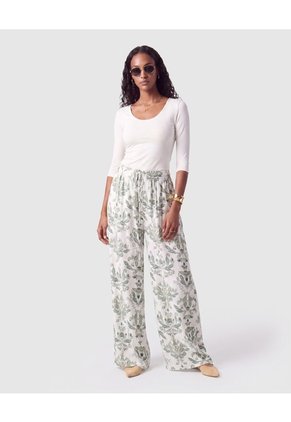 Pantalón Fluido Con Cordón Para Mujer Para Mujer Verde Patprimo